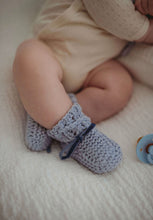 Load image into Gallery viewer, Blue Merino Wool Bonnet &amp; Booties
