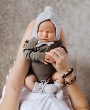 Load image into Gallery viewer, Blue Merino Wool Bonnet &amp; Booties