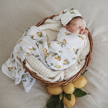 Load image into Gallery viewer, Lemon Jersey Wrap &amp; Beanie Set