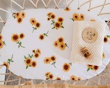 Load image into Gallery viewer, Sunflower- Fitted Bassinet Sheet/ Change Pad Cover