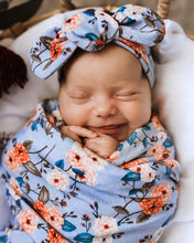 Load image into Gallery viewer, Vintage Blossom Jersey Wrap &amp; Topknot Set